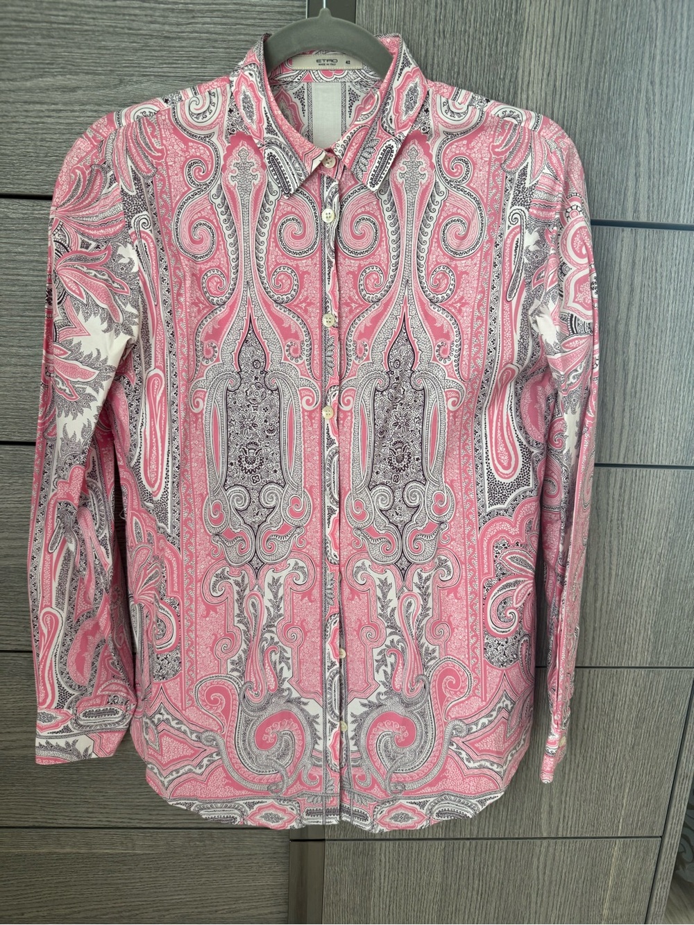 Etro Women's Pink Paisley Button-Up Shirt Jacket